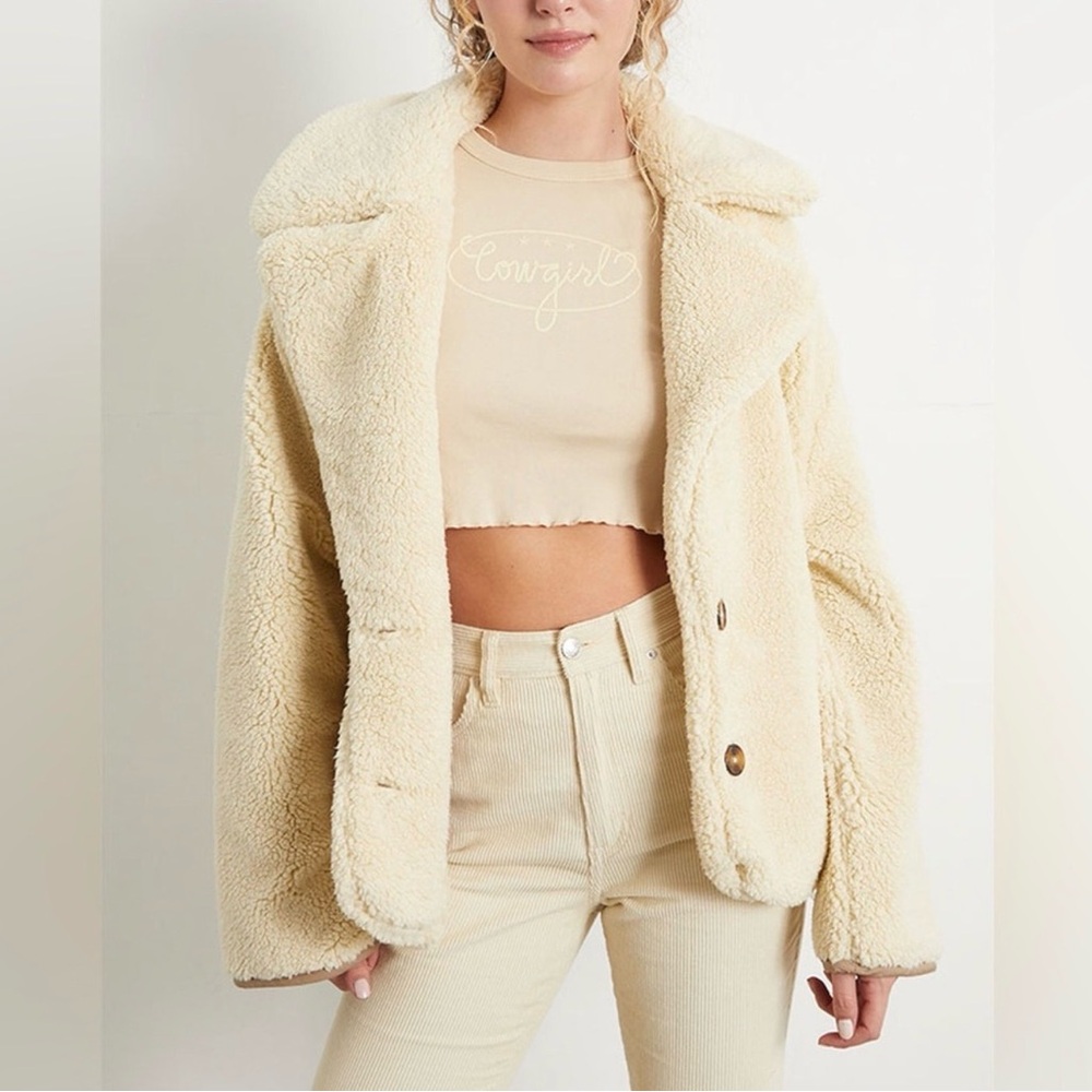 Free People Cream Teddy Jacket